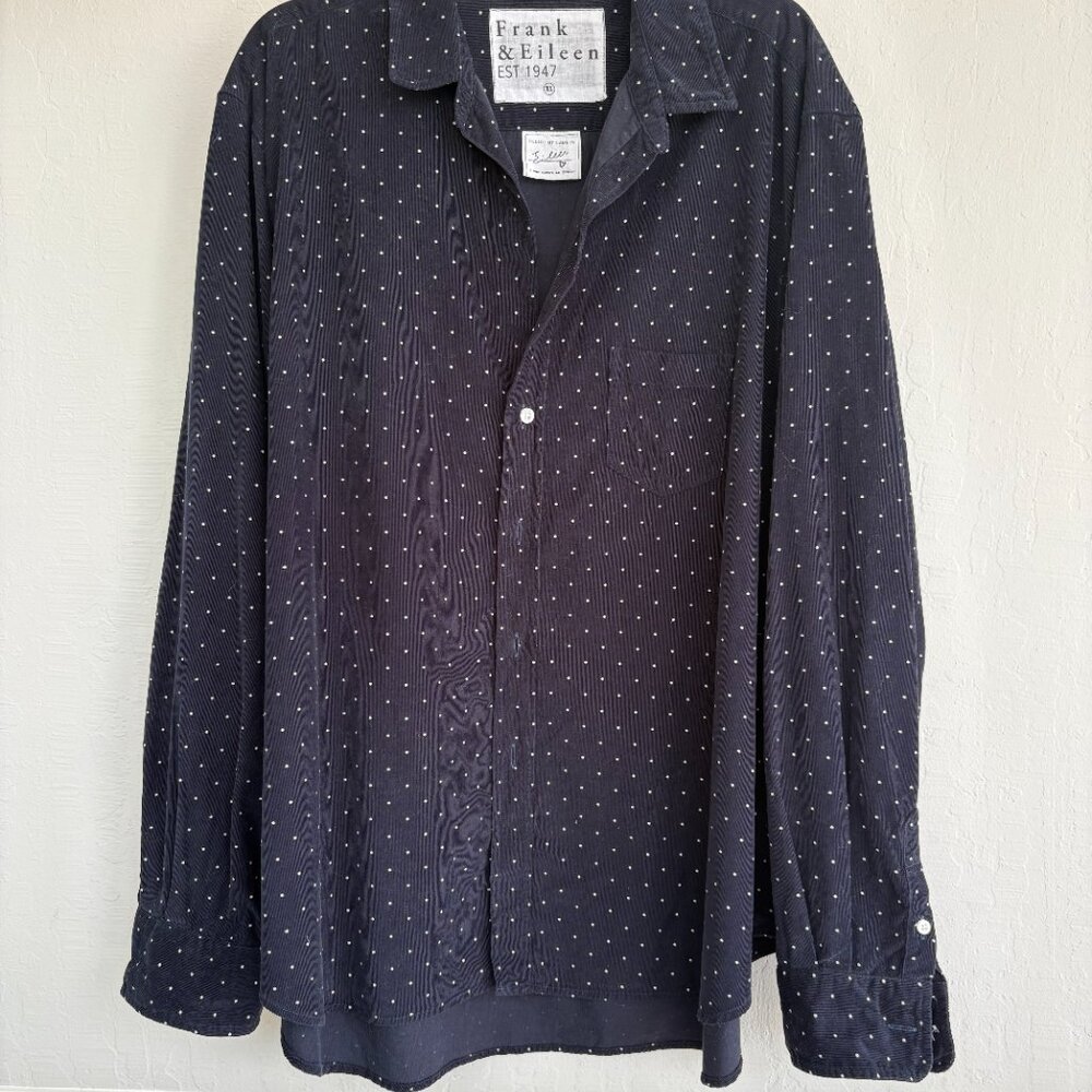 Frank & Eileen Eileen Shirt Navy w/ White Polkadots Women’s XL